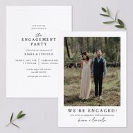 Captured Love Engagement Party Wedding Invitations Pure White Signature Blank No Standard