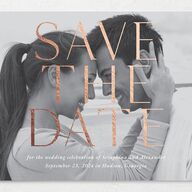 Botanical Initials Foil Save The Date Cards Rose Gold Sea Foam Signature smooth No