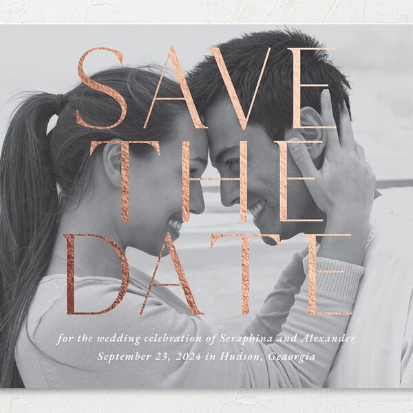 Botanical Initials Foil Save The Date Cards Rose Gold Sea Foam Signature smooth No