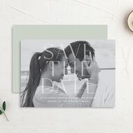 Botanical Initials Save The Date Cards Sea Foam Signature smooth No
