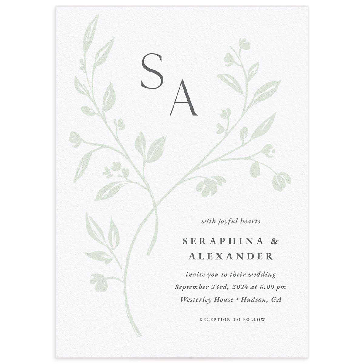 Botanical Initials Wedding Invitations