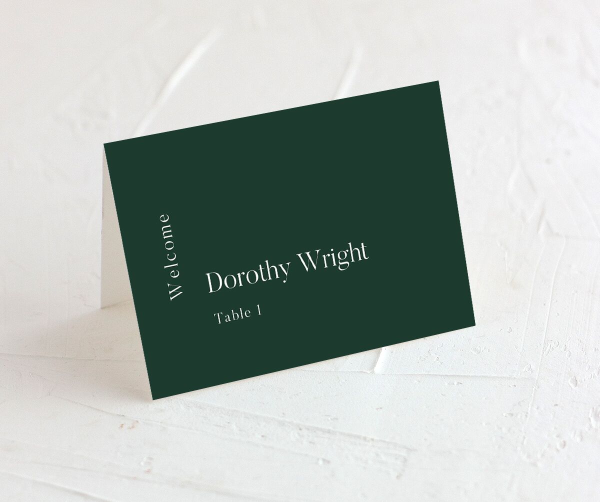 Cascading Date Place Cards Dark Green Signature