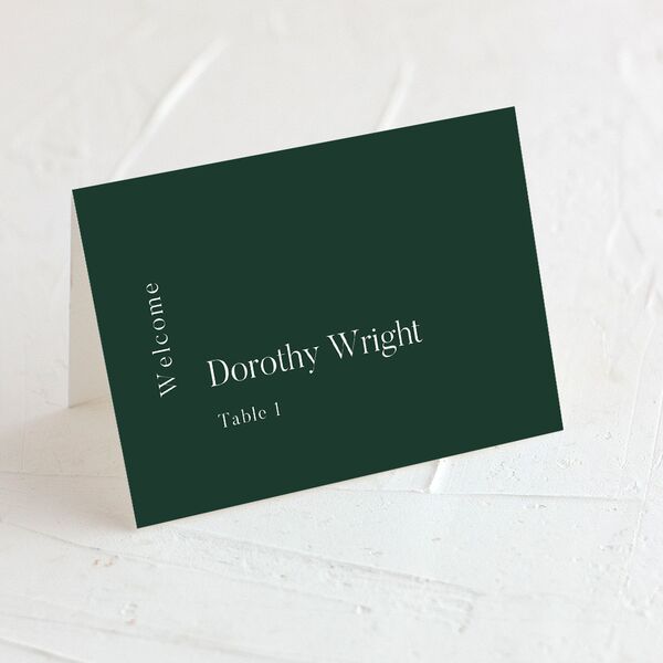 Cascading Date Place Cards Dark Green Signature