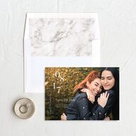 Cascading Date Save The Date Cards Dark Green Signature smooth No