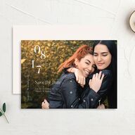 Cascading Date Save The Date Cards Dark Green Signature smooth No