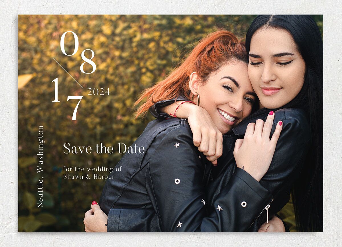 Cascading Date Save The Date Cards Dark Green Signature smooth No