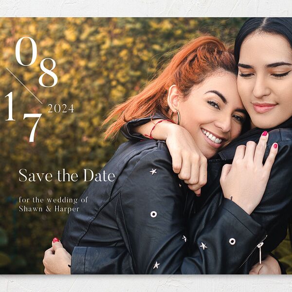 Cascading Date Save The Date Cards Dark Green Signature smooth No