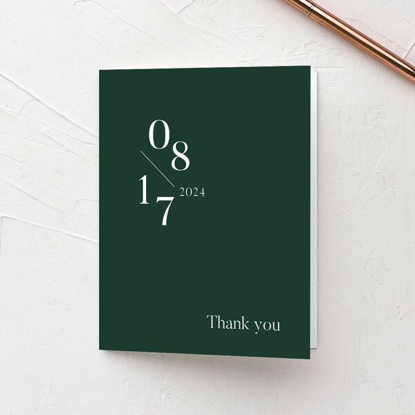 Cascading Date Thank You Cards Dark Green