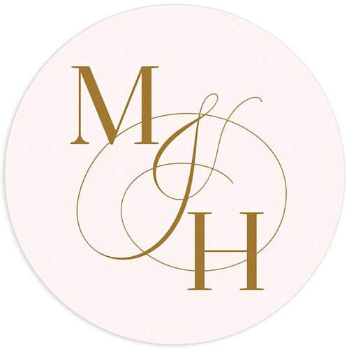 Classic Monogram Wedding Stickers Peony