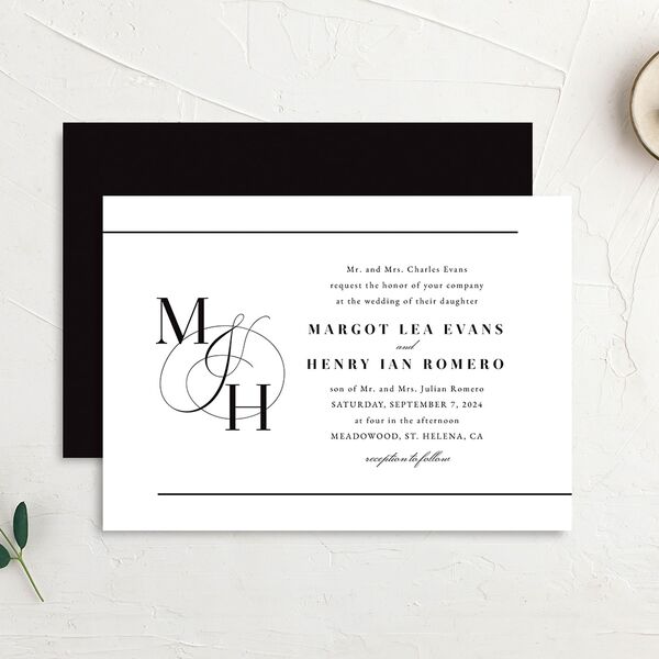 Classic Monogram Wedding Invitations Pure White Signature No