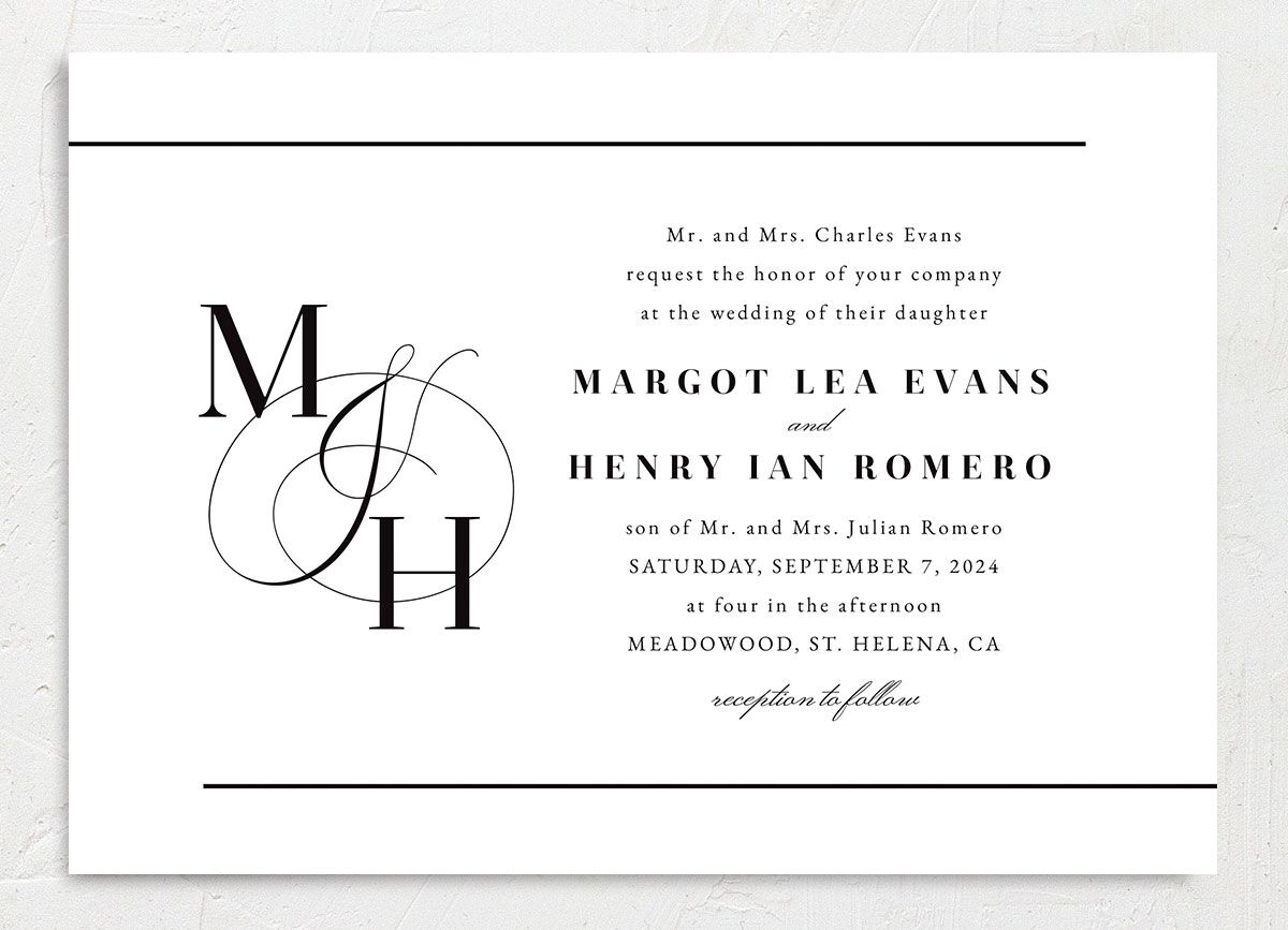 Classic Monogram Wedding Invitations Pure White Signature No
