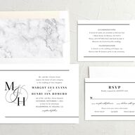 Classic Monogram Wedding Invitations Pure White Signature No