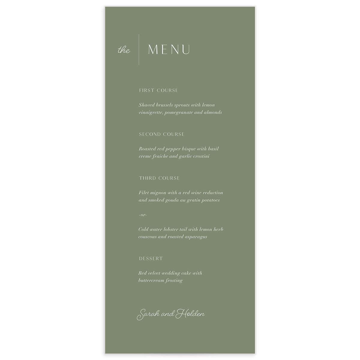 Elegant Bohemian Menus Hunter Green Signature