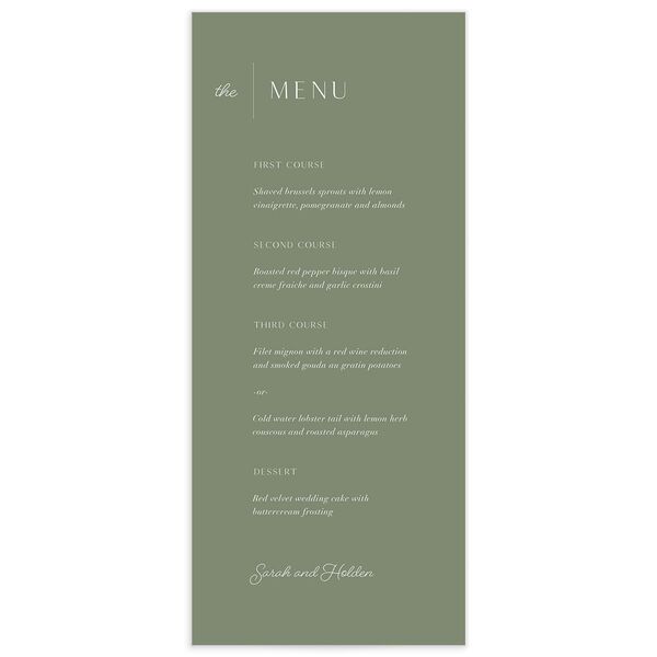 Elegant Bohemian Menus Hunter Green Signature