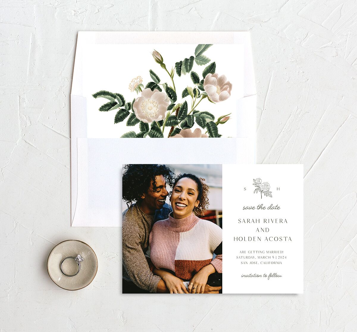 Elegant Bohemian Save The Date Cards Hunter Green Signature smooth No