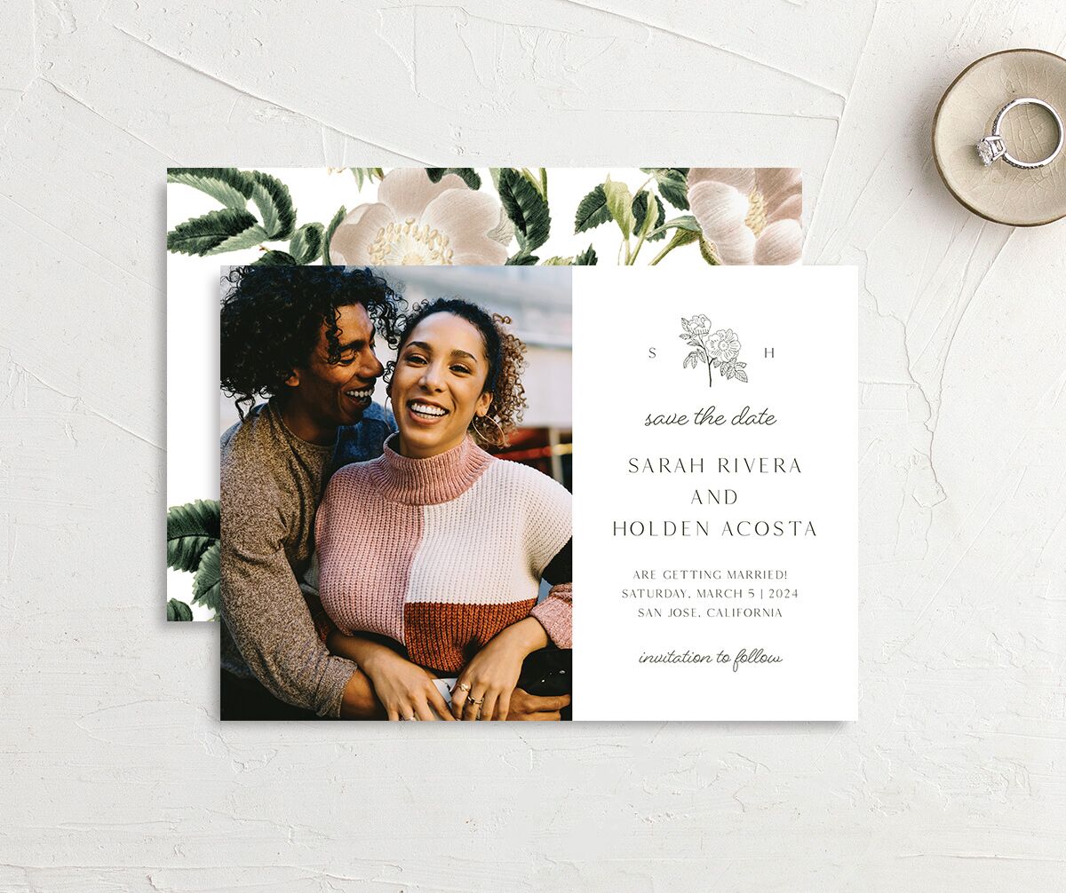 Elegant Bohemian Save The Date Cards Hunter Green Signature smooth No