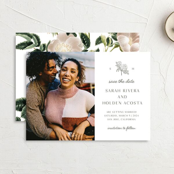 Elegant Bohemian Save The Date Cards Hunter Green Signature smooth No