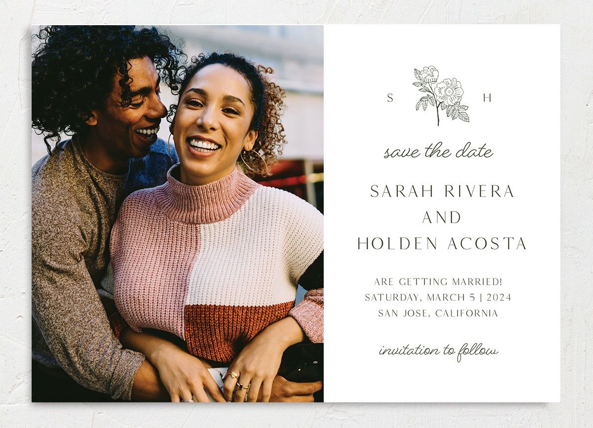 Elegant Bohemian Save The Date Cards Hunter Green Signature smooth No