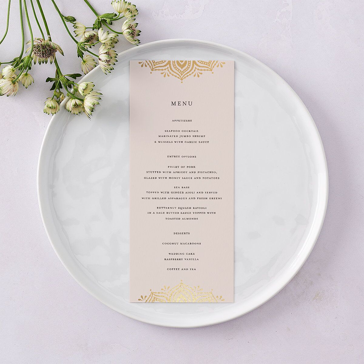 Indian Gilded Adornment Menus Gold Sand Signature