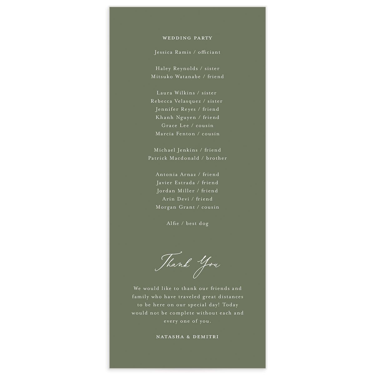 Botanical Monogram Wedding Programs Dark Camo Signature