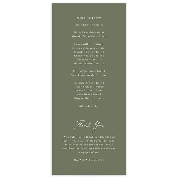 Botanical Monogram Wedding Programs Dark Camo Signature