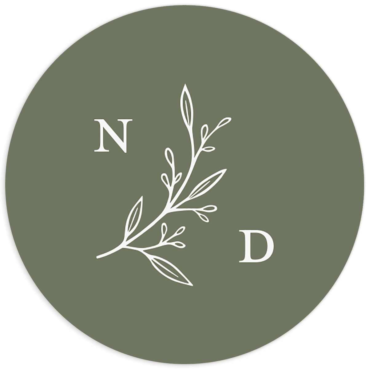 Botanical Monogram Wedding Stickers Dark Camo