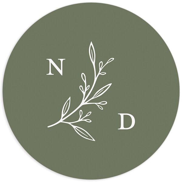 Botanical Monogram Wedding Stickers Dark Camo
