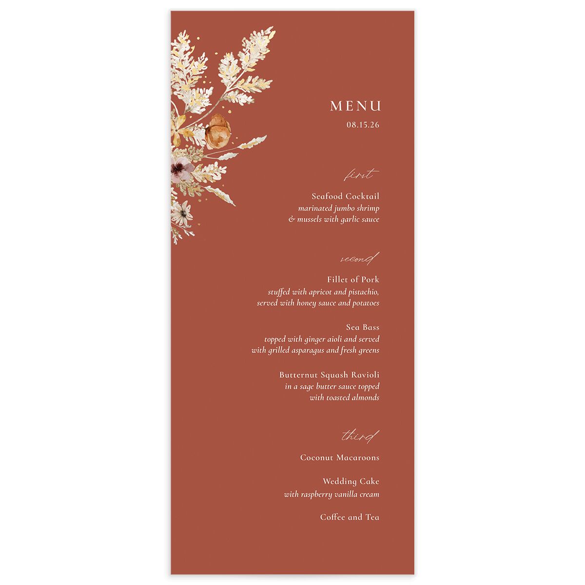 Dried Blooms Menus