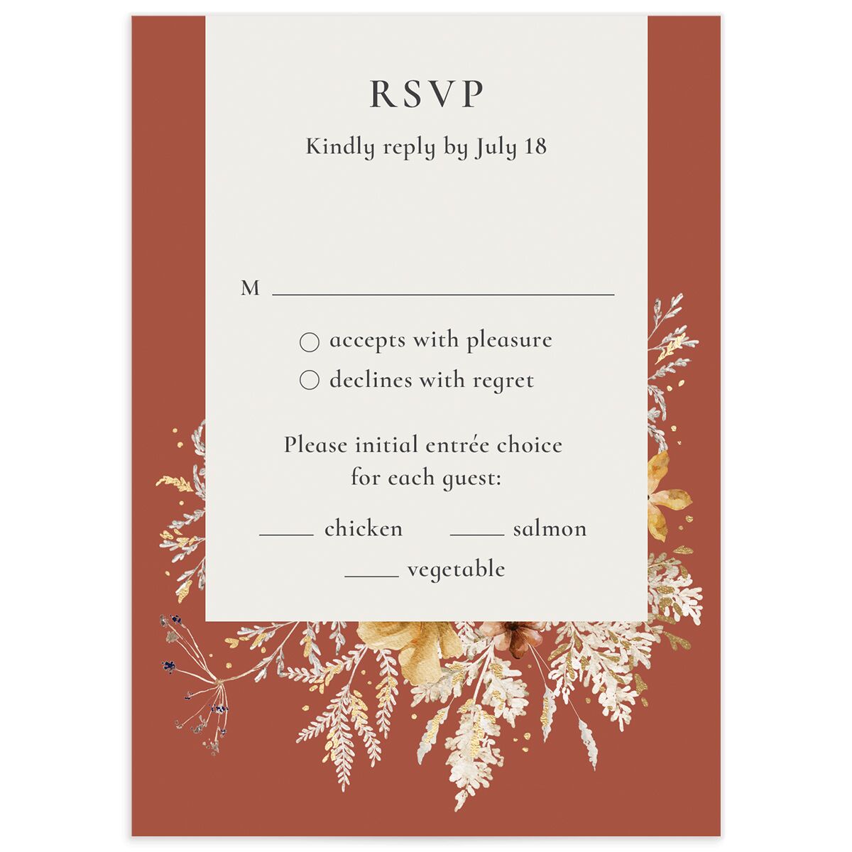 Dried Blooms Wedding Response Cards