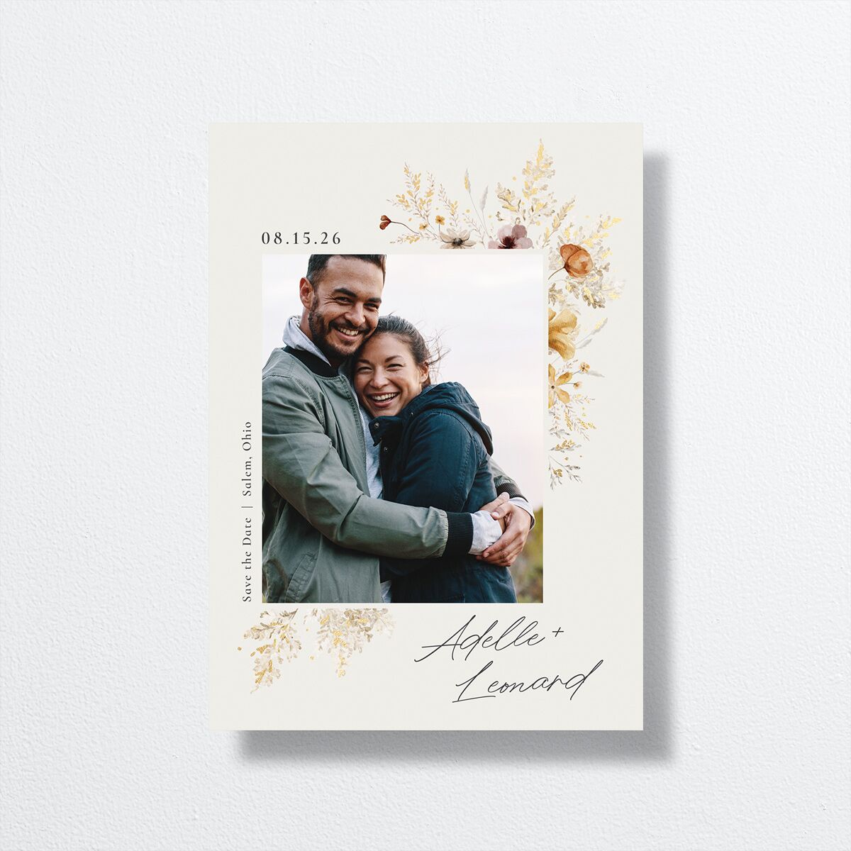 Dried Blooms Save the Date Cards front