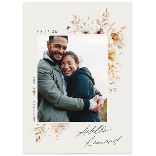 Dried Blooms Save the Date Cards Rose Gold Copper Signature smooth No