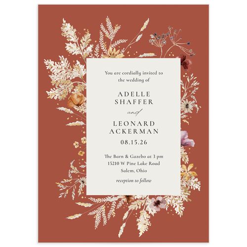 Dried Blooms Wedding Invitations - Red