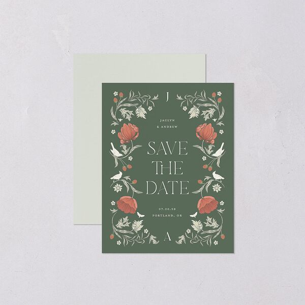 Crafted Garden Save the Date Petite Cards Deep Olive Signature smooth Blank No
