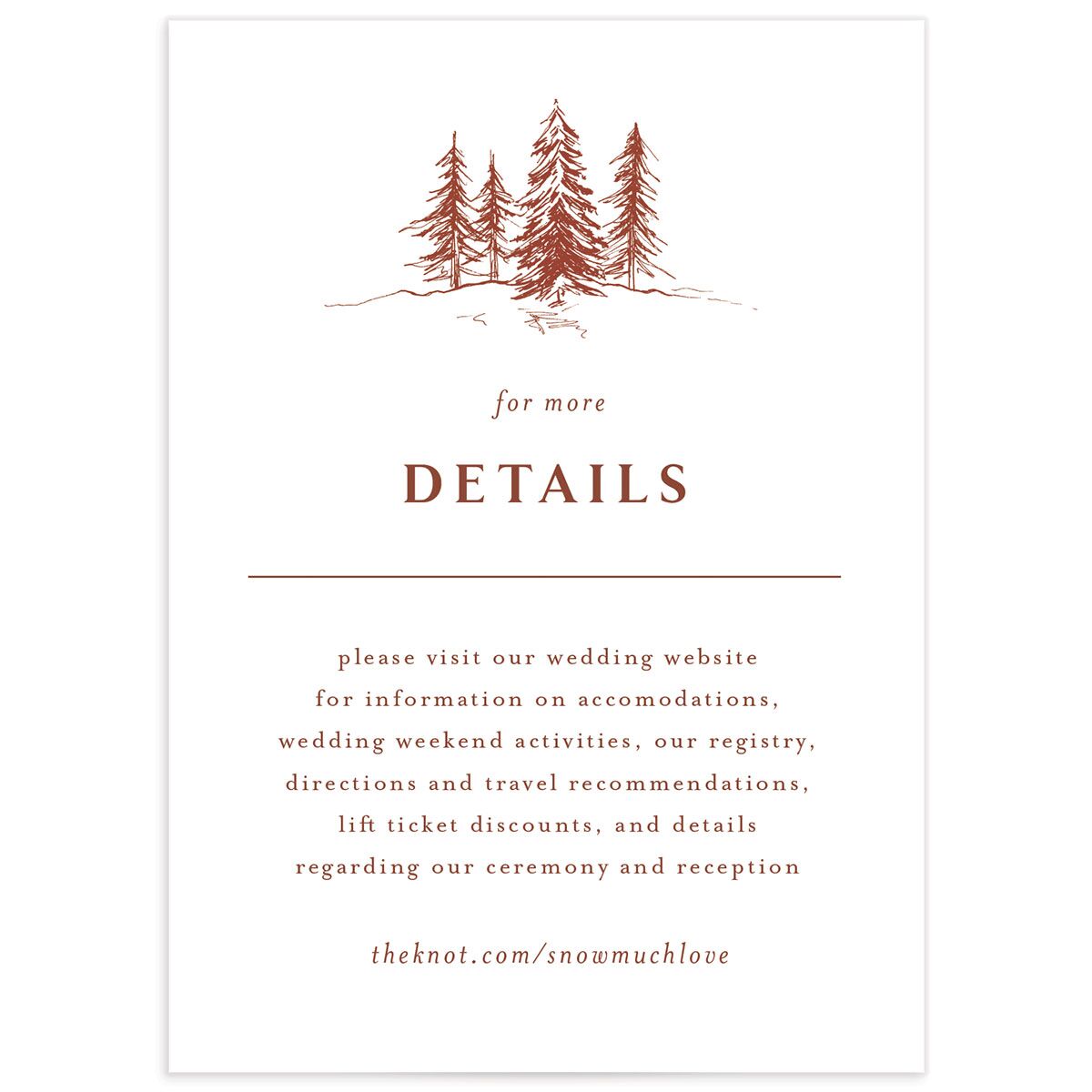 Etched Mountains Wedding Enclosure Cards front in Red