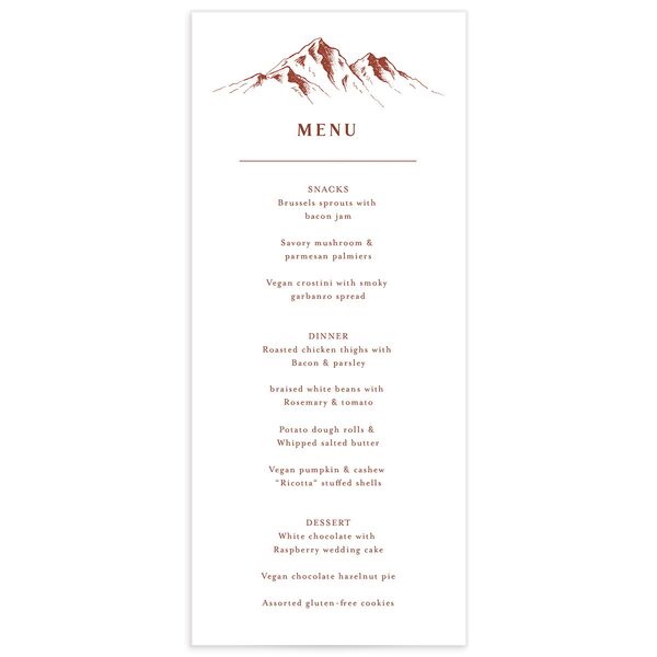 Etched Mountains Menus Copper Signature