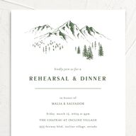 Etched Mountains Rehearsal Dinner Invitations Hunter Green Pearlescent