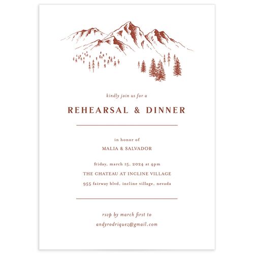Etched Mountains Rehearsal Dinner Invitations - 