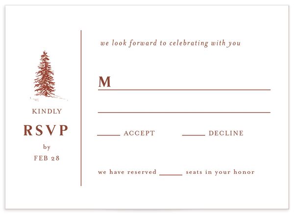 Etched Mountains Wedding Response Cards front in Red