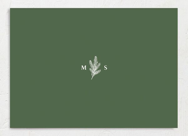 Etched Mountains Save The Date Cards back in Green