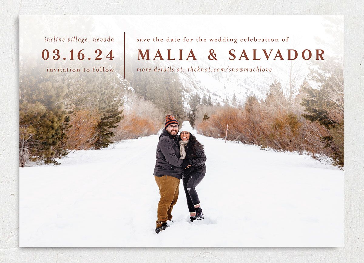 Etched Mountains Save The Date Cards front in Red