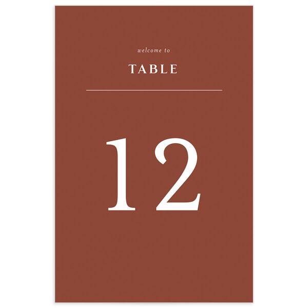 Etched Mountains Table Numbers front in Red