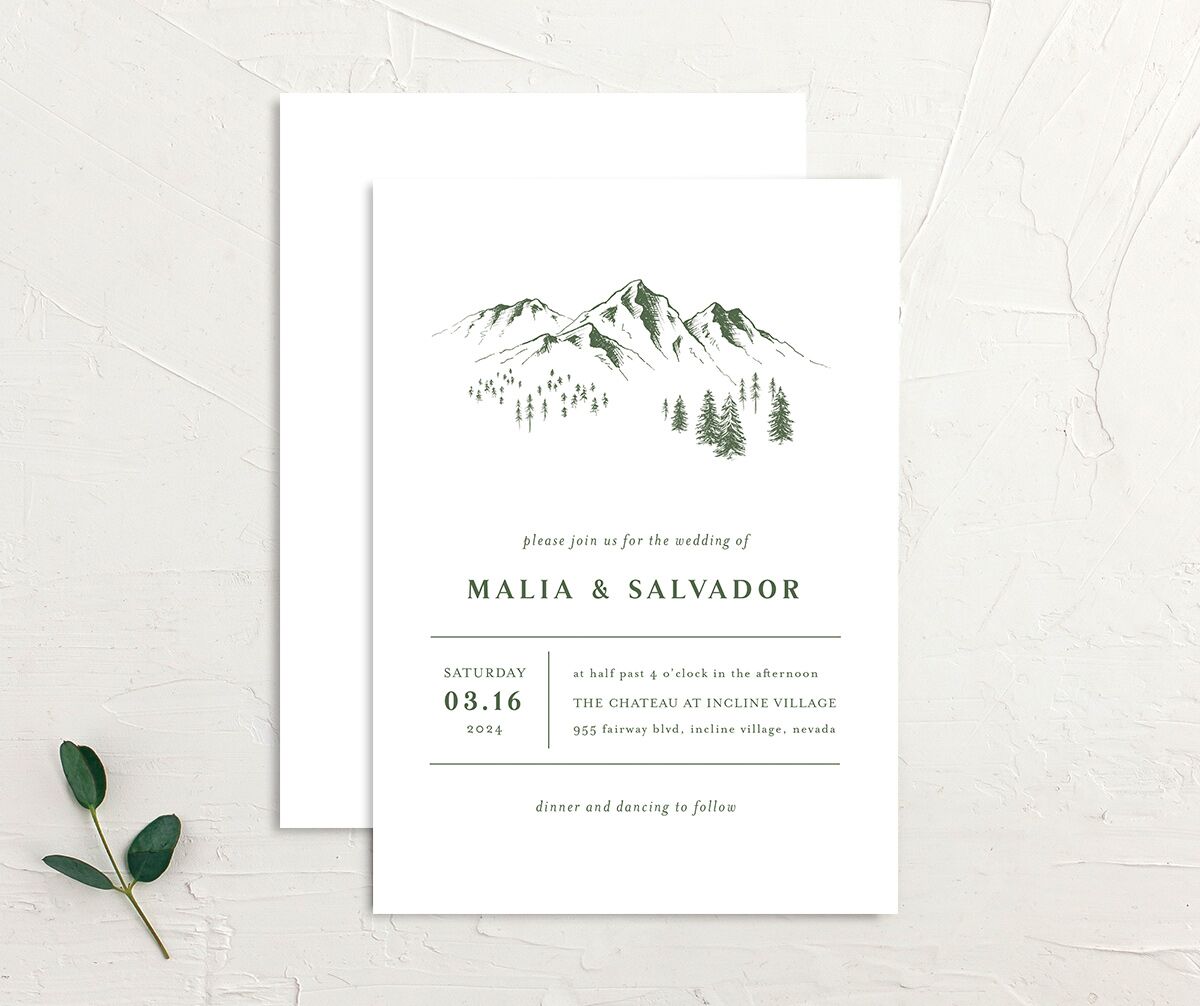 Etched Mountains Wedding Invitations Hunter Green Signature No