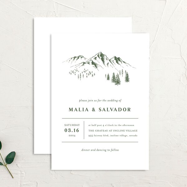 Etched Mountains Wedding Invitations Hunter Green Signature No