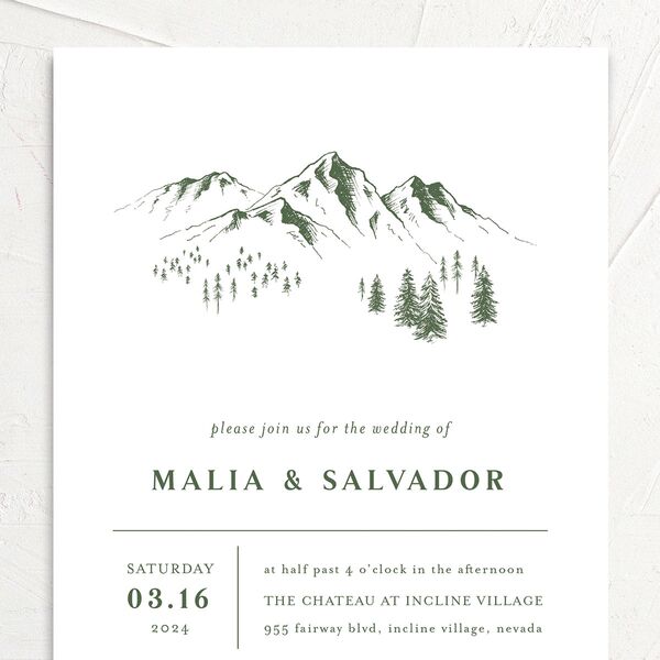 Etched Mountains Wedding Invitations Hunter Green Signature No