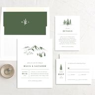 Etched Mountains Wedding Invitations Hunter Green Signature No