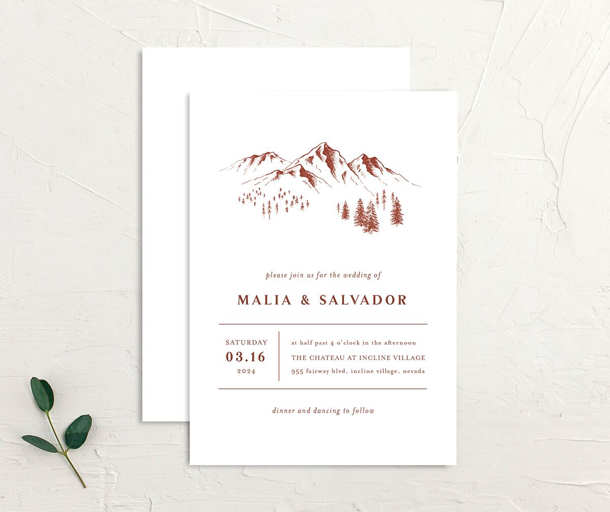 Etched Mountains Wedding Invitations front-and-back