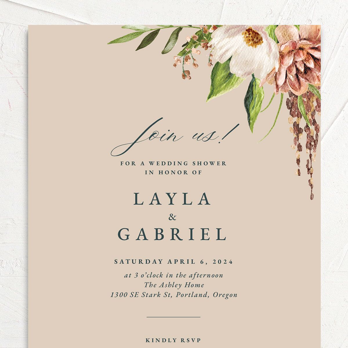 Floral Arch Bridal Shower Invitations Moss Signature