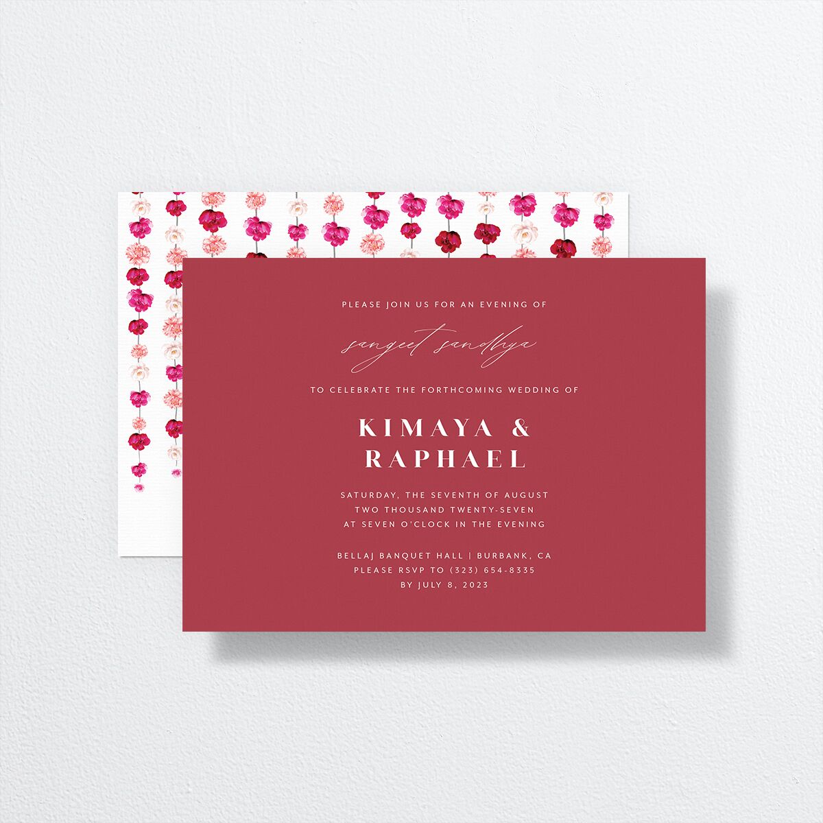 Floral Canopy Bridal Shower Invitation front-and-back in red