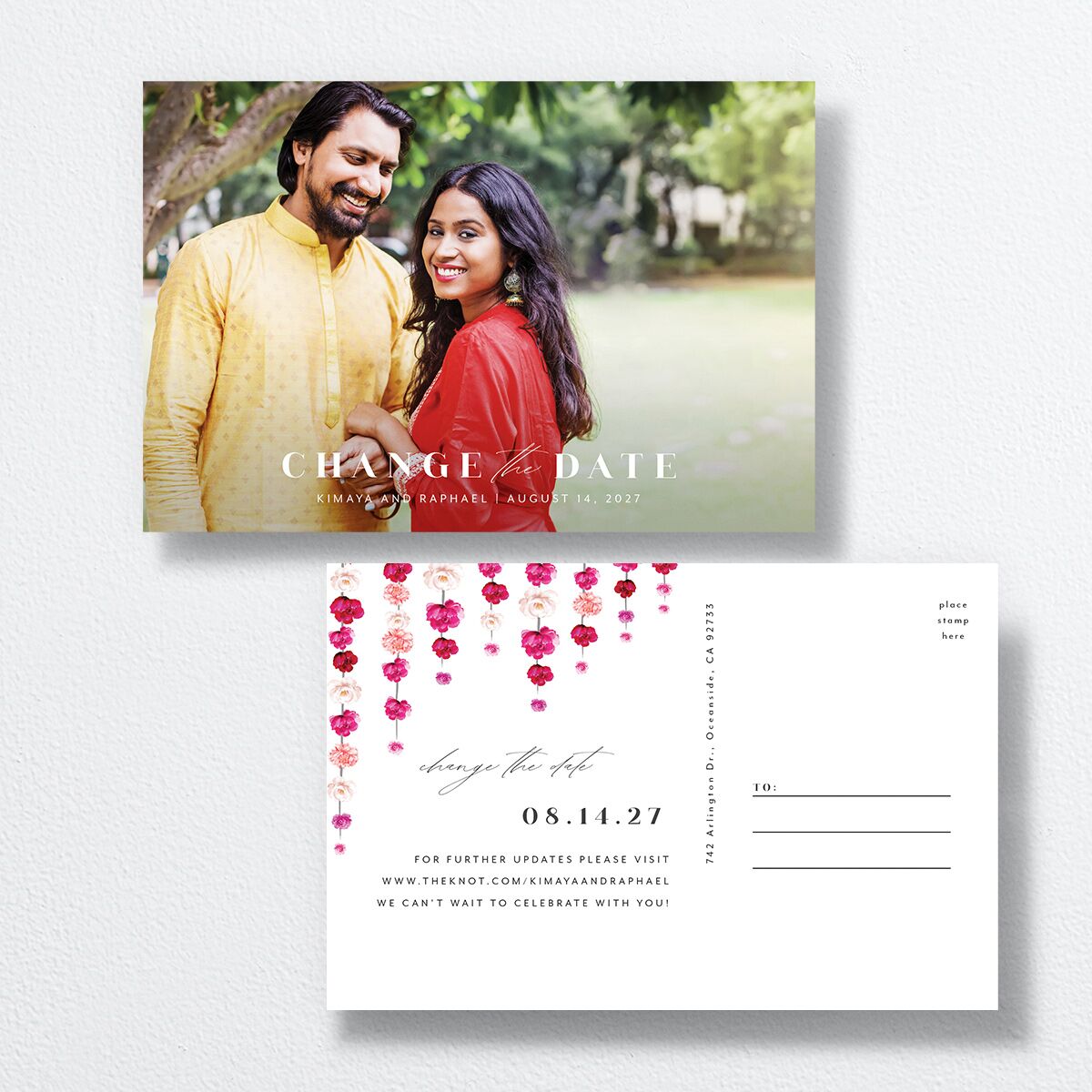 Floral Canopy Change the Date Postcards front-and-back
