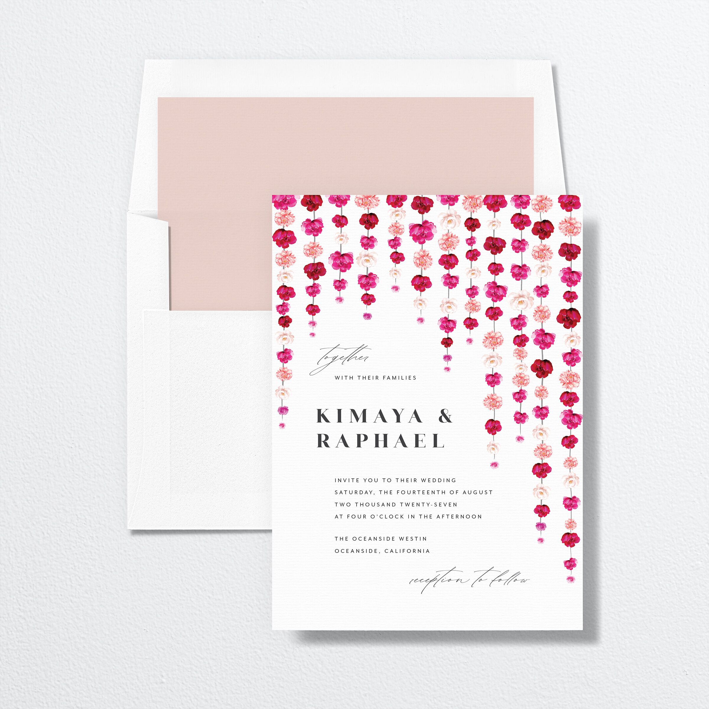 Floral Canopy Standard Envelope Liner envelope-and-liner in red
